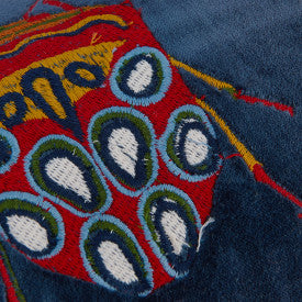 Embroidered Beetles Cotton Velvet Lumbar Pillow